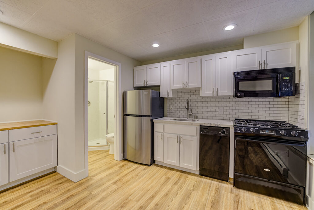 Kitchen interior of Mark Hopkins apartment