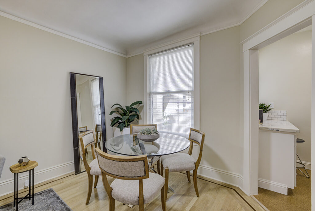 Dining area of Mark Hopkins apartment in San Fransisco