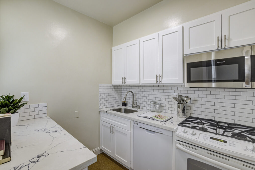 Kitchen interior of Mark Hopkins apartment