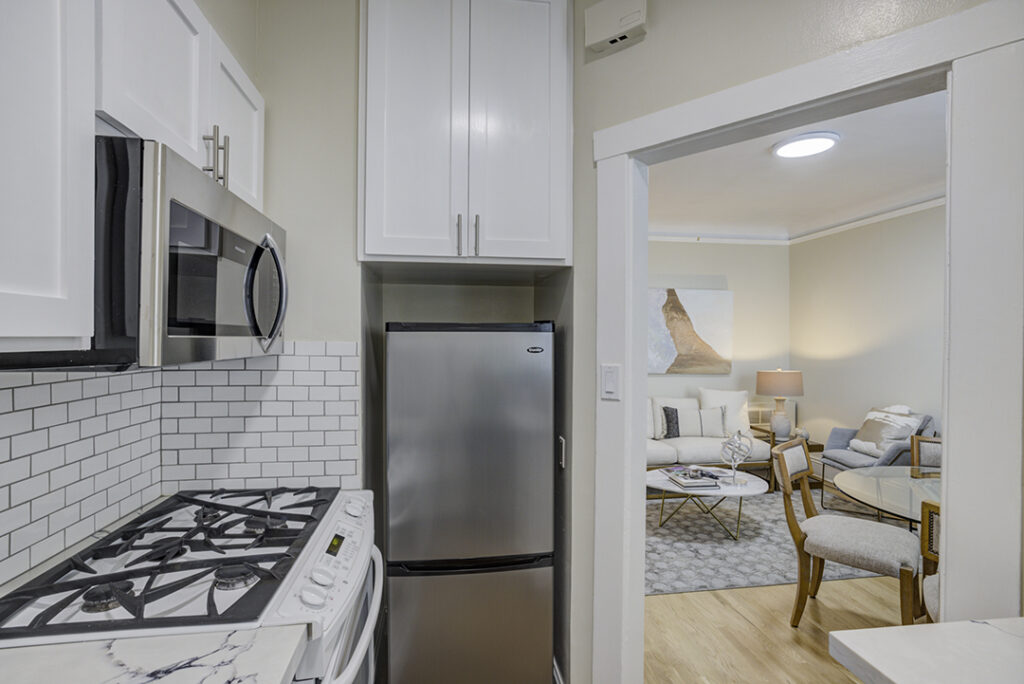 Kitchen and living room at Mark Hopkins